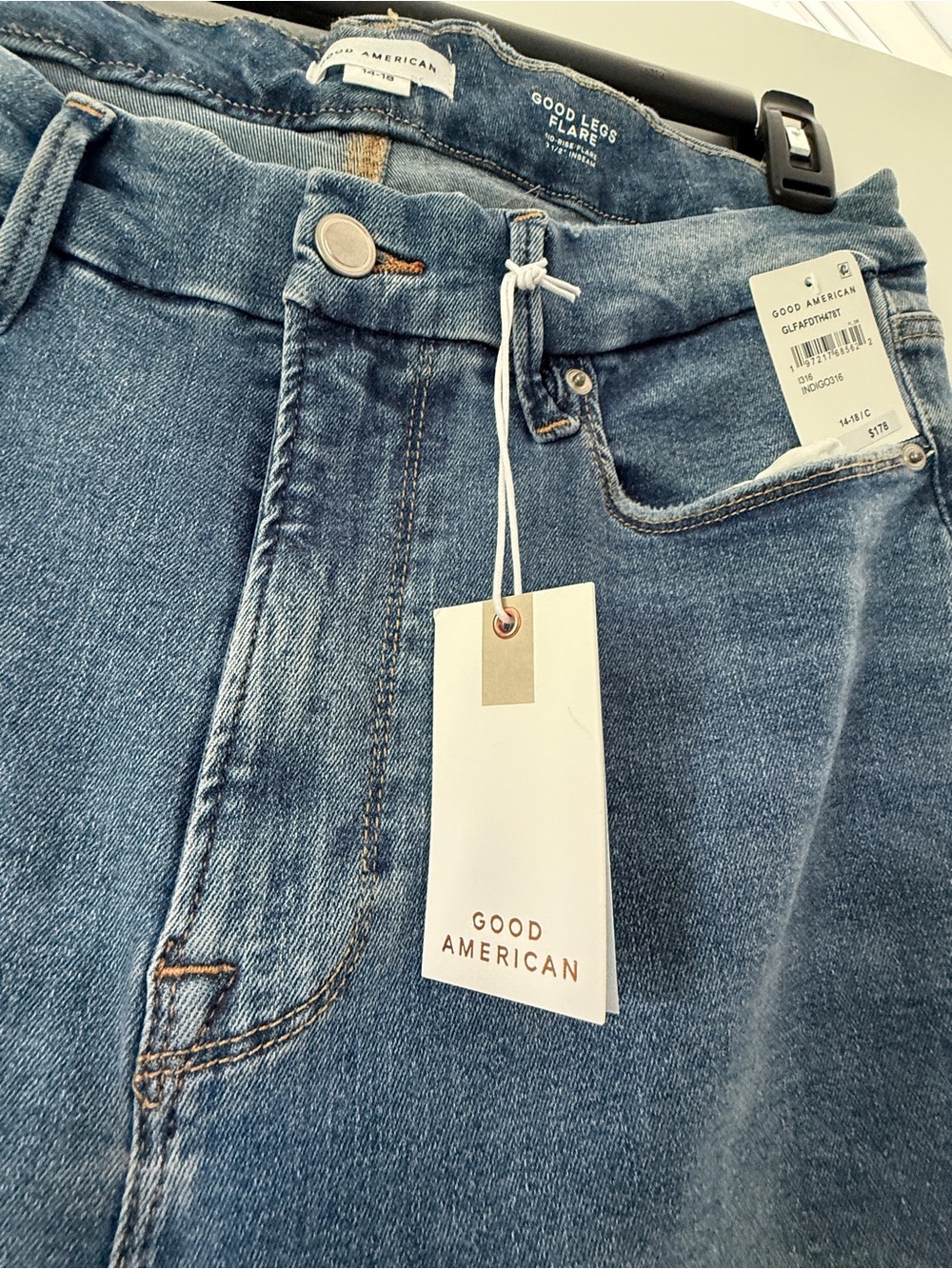Good American Light Blue High-Rise Flare Jeans - Picture 6 of 7